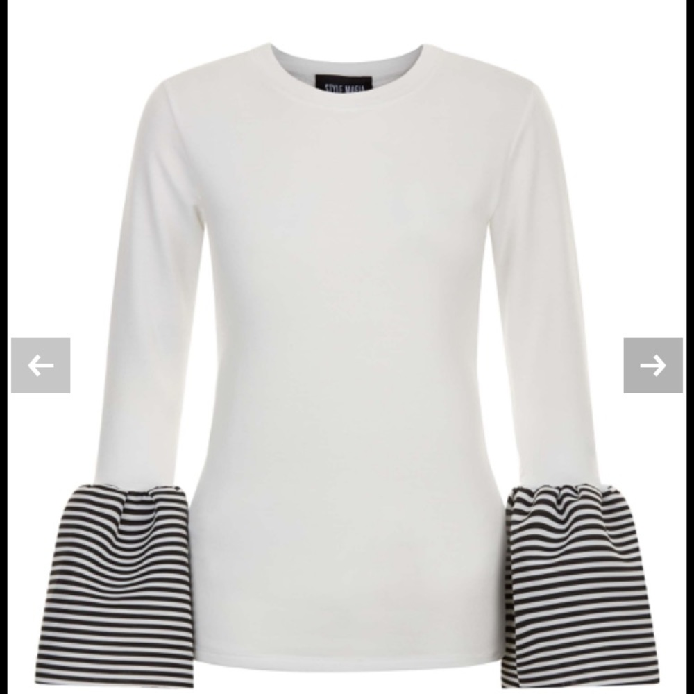 STYLE MAFIA STRIPED BELL SLEEVE TOP